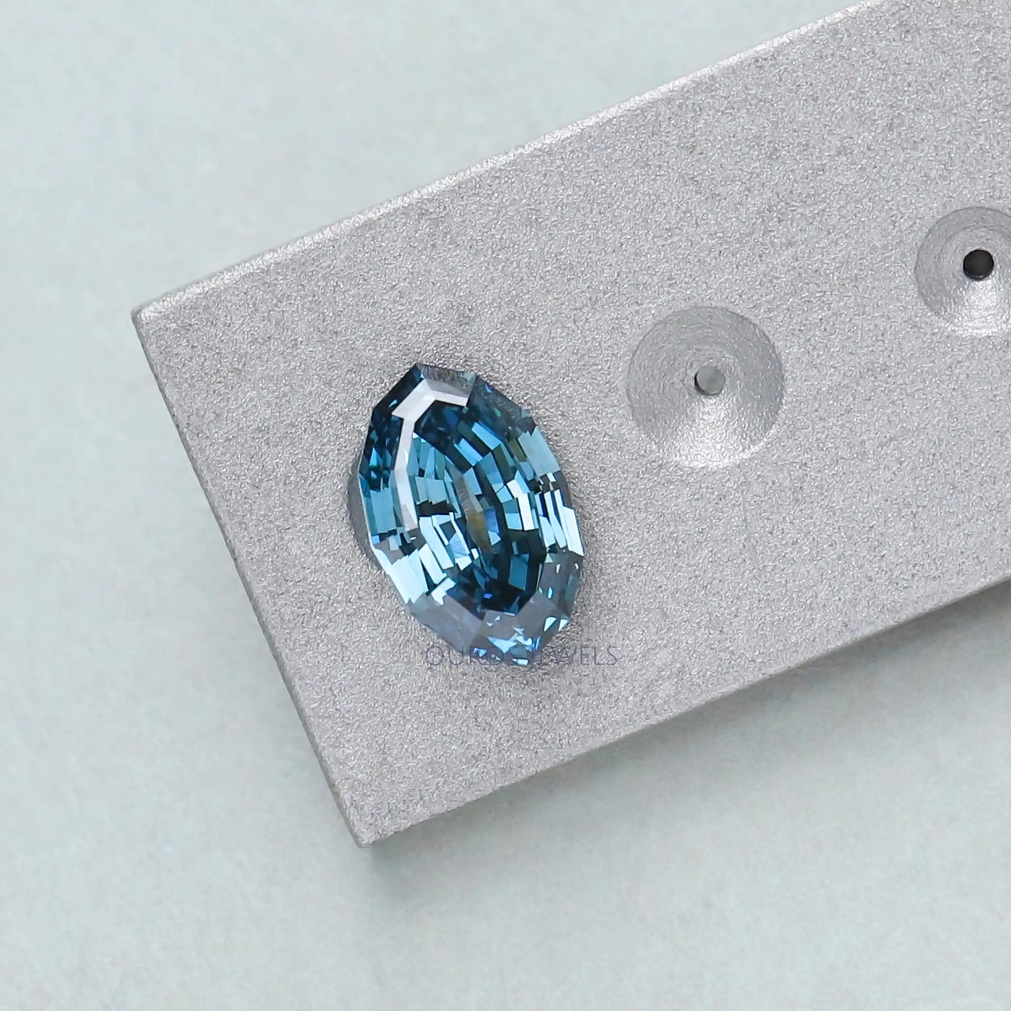 1.03 Carat Step Cut Blue Oval Lab Grown Diamond Loose