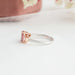 14k white gold shank of fancy pink radiant cut lab diamond engagement ring