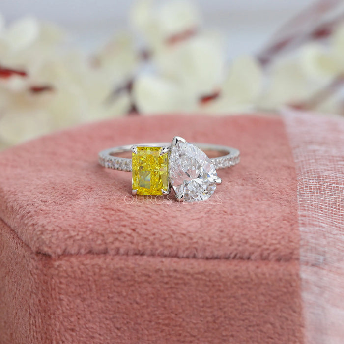 Pear And Yellow Radiant Diamond Toi Et Moi Ring