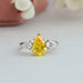 [Three Stone Yellow Pear Diamond Ring In White Gold]-[Ouros Jewels]