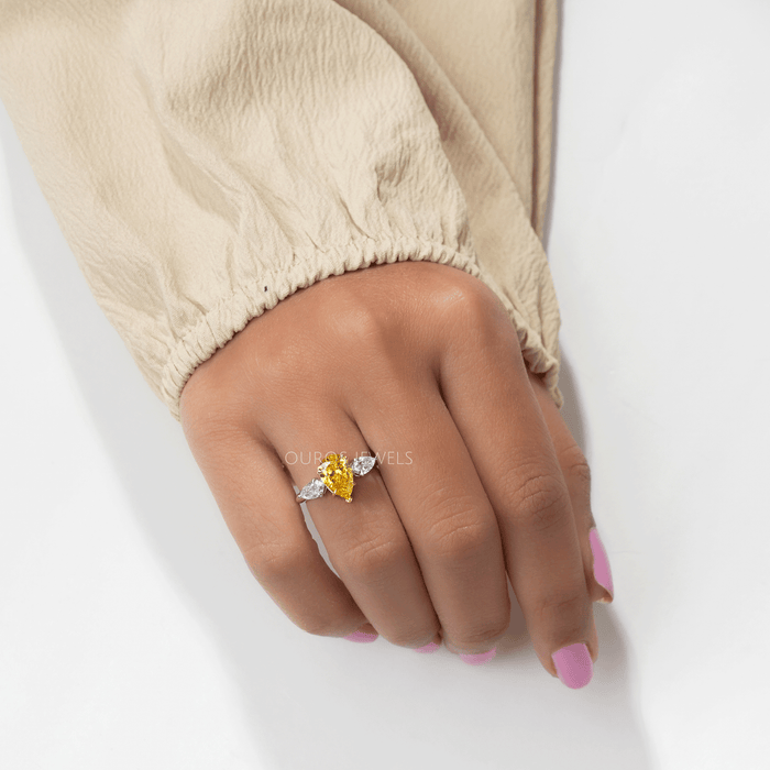 Fancy Yellow Pear Cut Engagement Ring