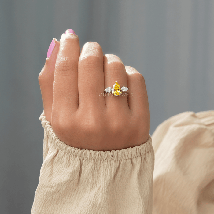 Fancy Yellow Pear Cut Engagement Ring