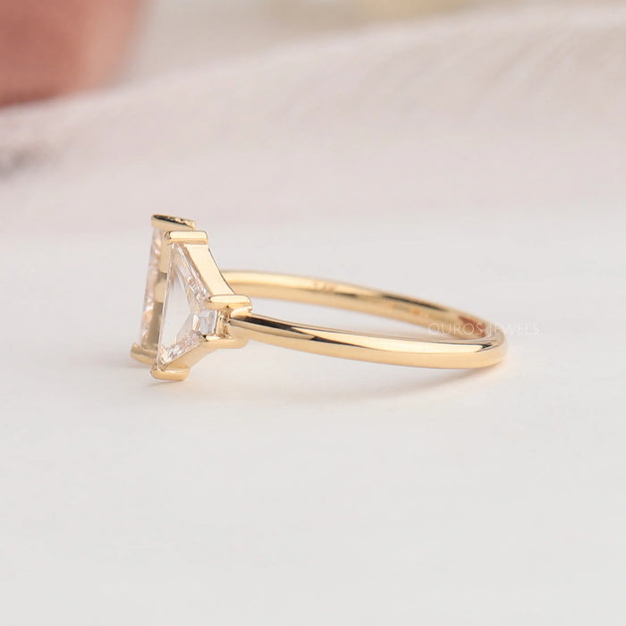 14k yellow gold shank of antique 2 stone engagement ring