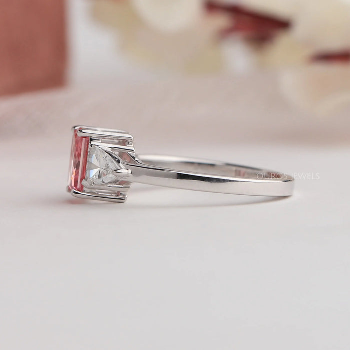 Side Look Of Antique Arrow Cut Lab Diamond Engagement Ring