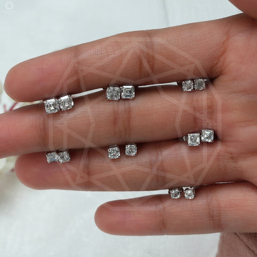 [Asscher Cut Lab Diamond Stud Earrings]-[Ouros Jewels]