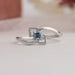 Close Up Look Of Fancy Blue Asscher Cut Lab Diamond Engagement Ring