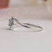 14k White Gold Curved Shank Of Blue Asscher Diamond Dainty Ring