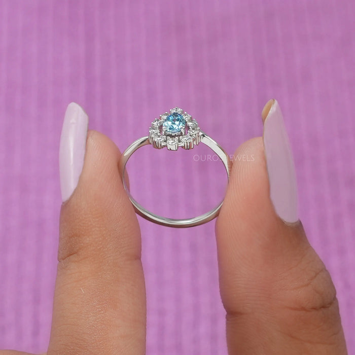 Pear Shaped Halo Ring | Ouros Jewels