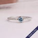 Blue heart lab grown diamond engagement ring with 14k white gold shank studded with round diamonds
