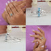 Collage of Fancy blue teardrop eco-friendly diamond ring, showing front, side and in finger view