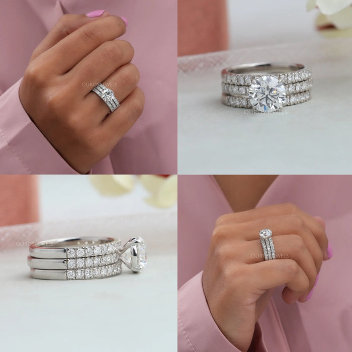 [3 Piece Wedding Ring Sets White Gold]-[Ouros Jewels]