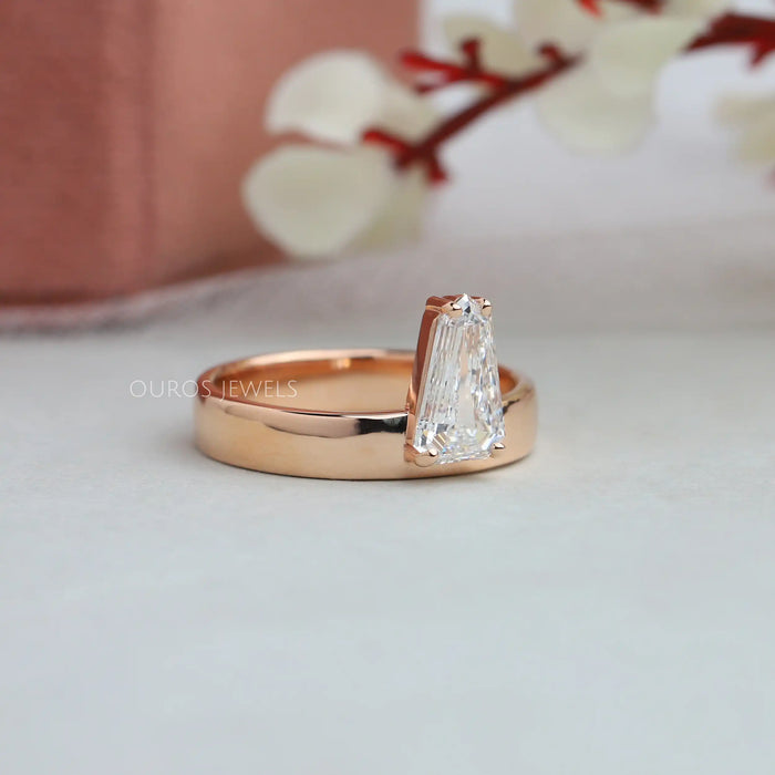 Bullet Cut Rose Gold Solitaire Engagement Ring