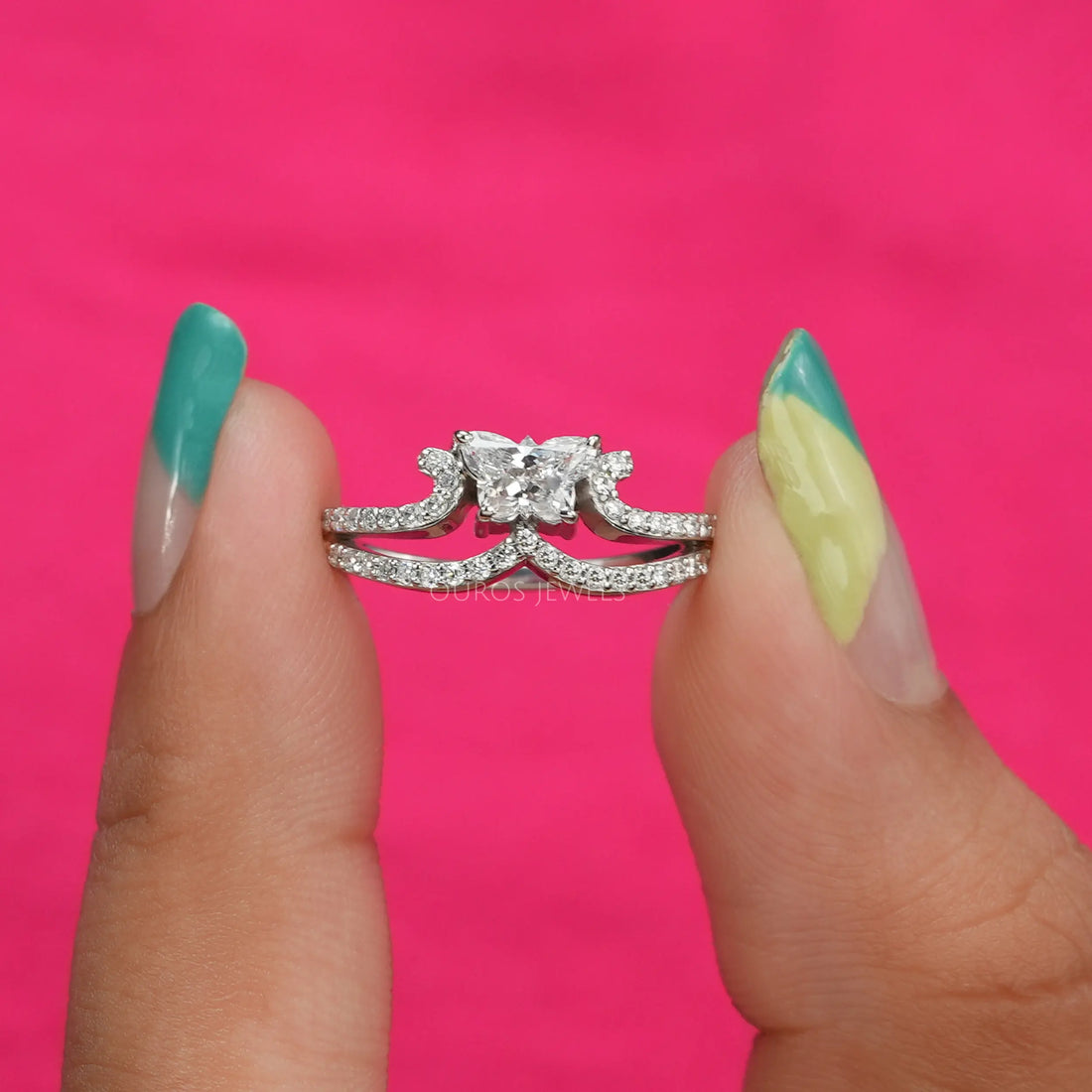 Butterfly Diamond Crown Style Dainty Ring