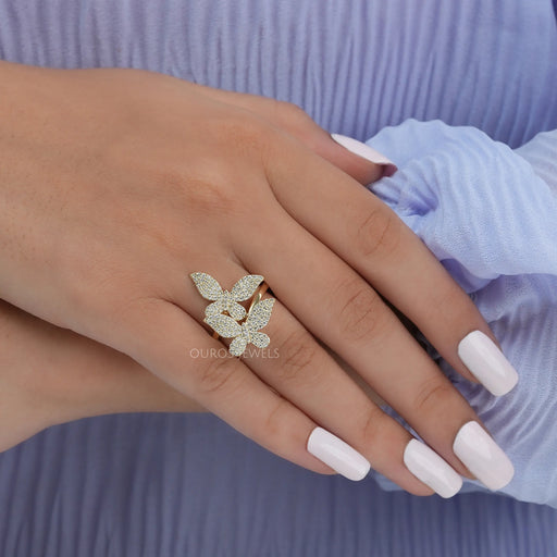 [Butterfly Cluster Diamond Ring]-[Ouros Jewels]