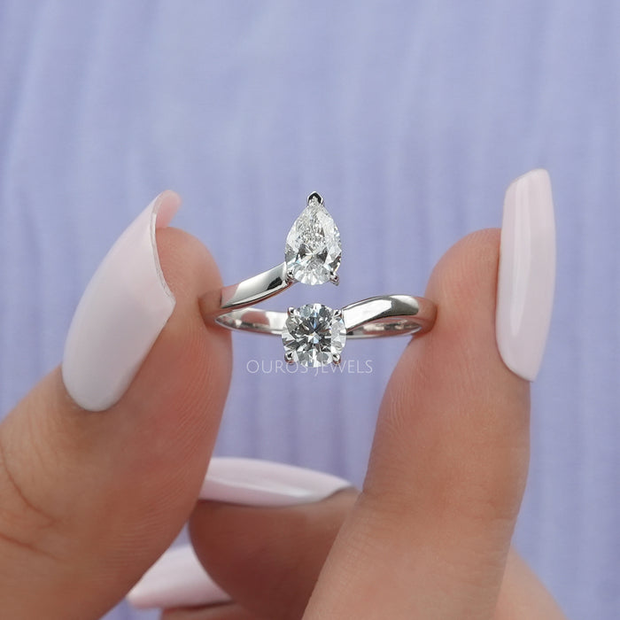 [Two Stone Bypass Diamond Ring]-[Ouros Jewels]