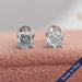 Light blue cushion cut lab grown diamond solitaire stud earrings in 14k solid white gold