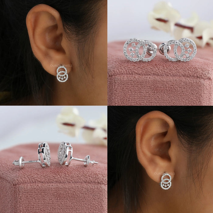 [Collage of Double Round Lab Diamond Crystal Lab Diamond Earrings]-[Ouros Jewels]