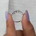 18k solid white gold engagement ring with five heart shape lab made diamonds in a bezel setting