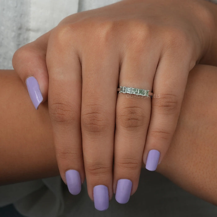 [Princess Cut 5 Stone Diamond Ring]-[Ouros Jewels]