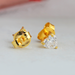 [Back And Front View Of Yellow Gold Heart Shaped Stud Earrings]-[Ouros Jewels]