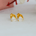 [Prongs Of Yellow Gold Heart Shaped Stud Earrings]-[Ouros Jewels]