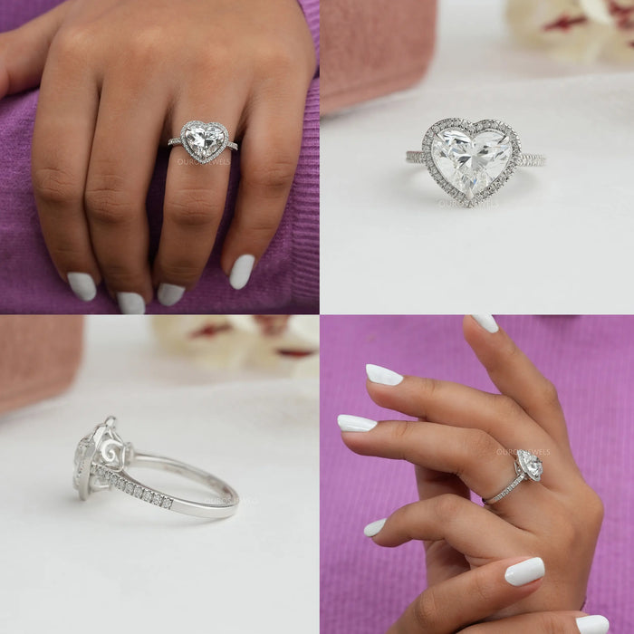 [Heart Shaped Diamond With Halo Setting Engagement]-[Ouros Jewels]