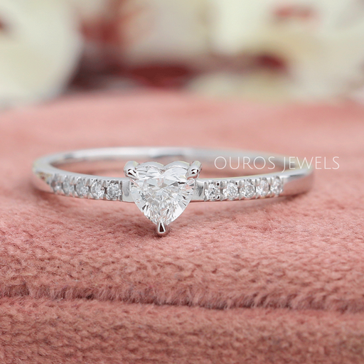 [1 Carat Heart Shaped Solitaire Diamond Engagement Ring]-[Ouros Jewels] 