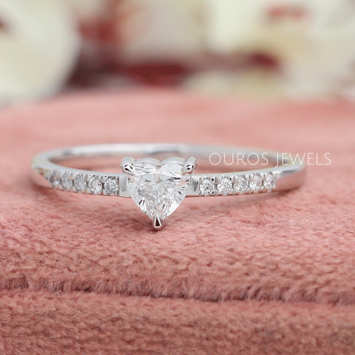 Heart Shaped Diamond Solitaire Engagement Ring