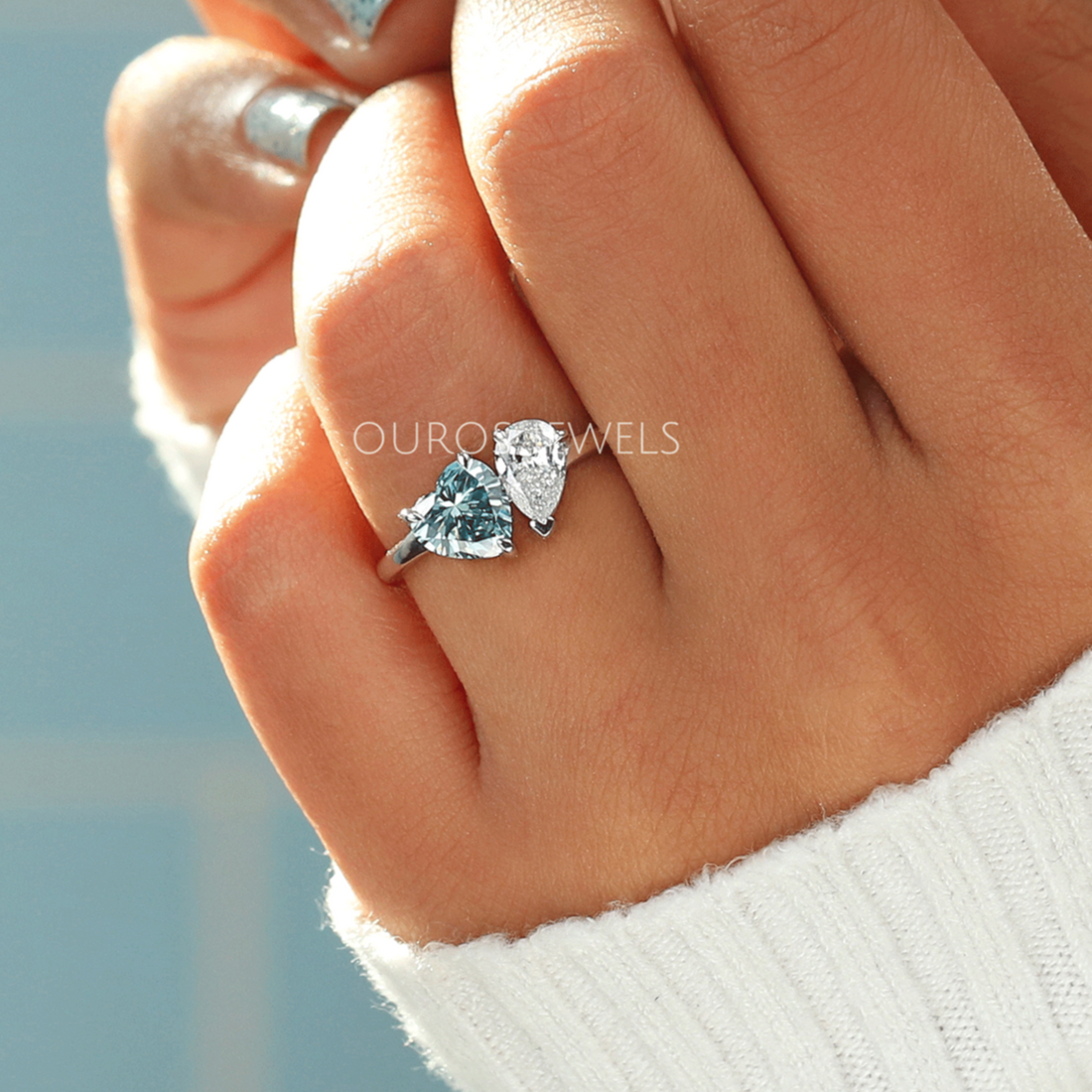 Heart & Pear Diamond Toi Et Moi Wedding Ring Rings