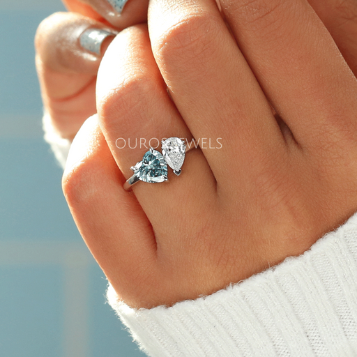 [Diamond Heart Ring White Gold]-[Ouros Jewels]