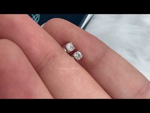 [Youtube Video of Asscher Diamond Stud Earrings]-[Ouros Jewels]