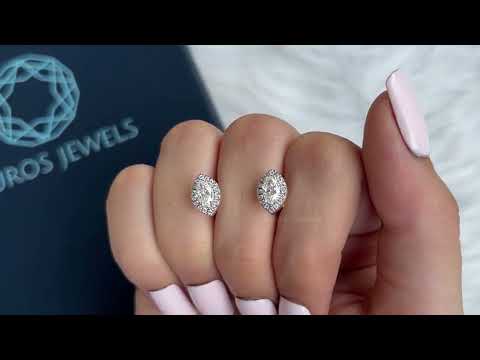 Youtube video of marquise cut lab diamond halo stud earrings
