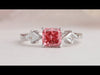 Youtube Video Of Pink Cushion Cut Three-Stone Engagement Ring 