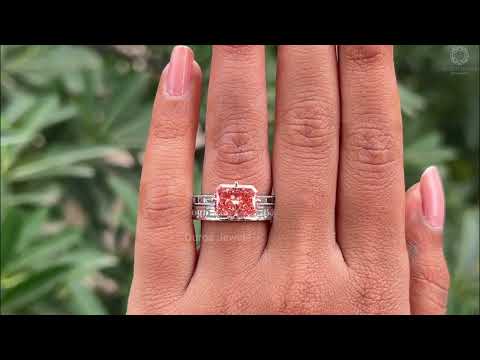 [Youtube Video of Pink Radiant Cut Wedding Band Ring]-[Ouros Jewels]