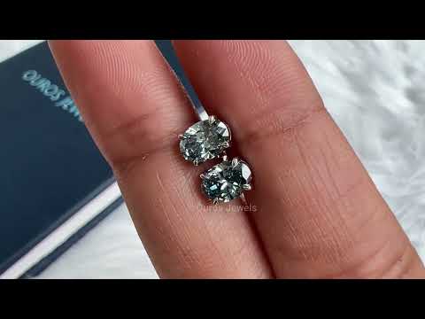 [Youtube Video of Blue Oval Cut Stud Diamodn Earrings]-[Ouros Jewels]