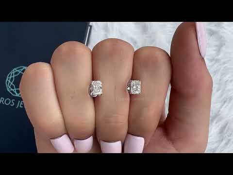 Youtube video of radiant cut lab diamond stud earrings