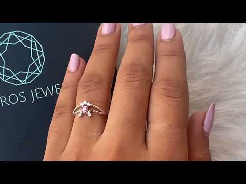 [Youtube Video Fancy Pink Oval Cluster Diamond Engagement Ring]-[Ouros Jewels]
