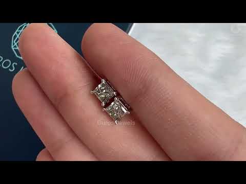 [Youtube Video of Olive Princess Cut Diamond Stud Earrings]-[Ouros Jewels]