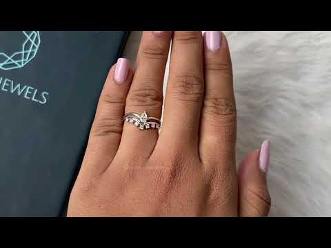 YouTube video of Pear Diamond Curved Dainty Ring
