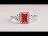 [Youtube View Of Pink Radiant Three Stone Engagement Ring]-[Ouros Jewels]