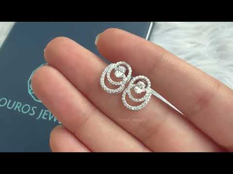[Youtube video of Oval and cluster diamond stud earrings]-[Ouros Jewels]