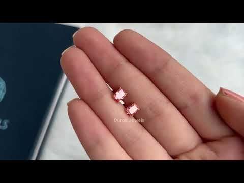 [Youtube Video of Pink Radiant Diamond Stud Earrings]-[Ouros Jewels]