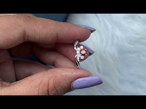 [Youtube Video of Red Round Diamond Half Halo Dainty Ring]-[Ouros Jewels]