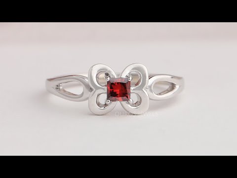 Youtube video of Red Princess Cut Butterfly Shape Dainty Ring