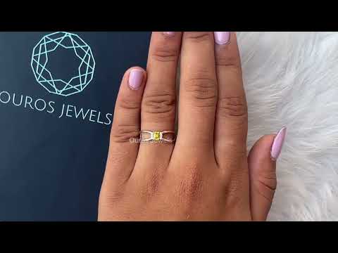 Youtube video of fancy color yellow emerald split shank dainty ring
