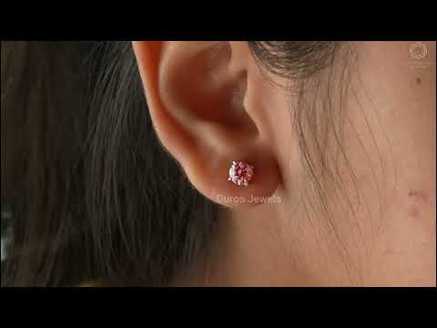 [Youtube Video of Pink Round Diamond Stud Earrings]-[Ouros Jewels]