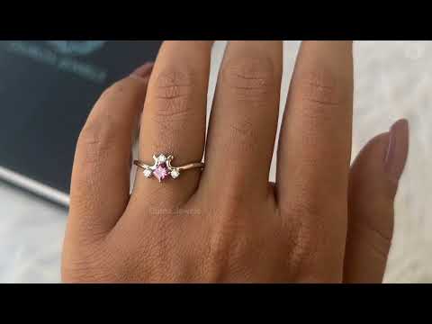 Youtube video of fancy pink princess cut diamond dainty ring