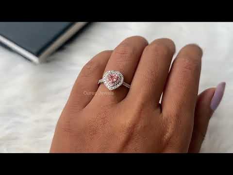 [Youtube Video of Pink Heart Diamond Double Halo Ring]-[Ouros Jewels]