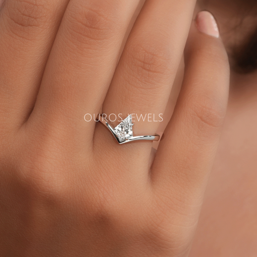 In Finger Look Of Kite Cut Lab Created Diamond Solitaire Ring