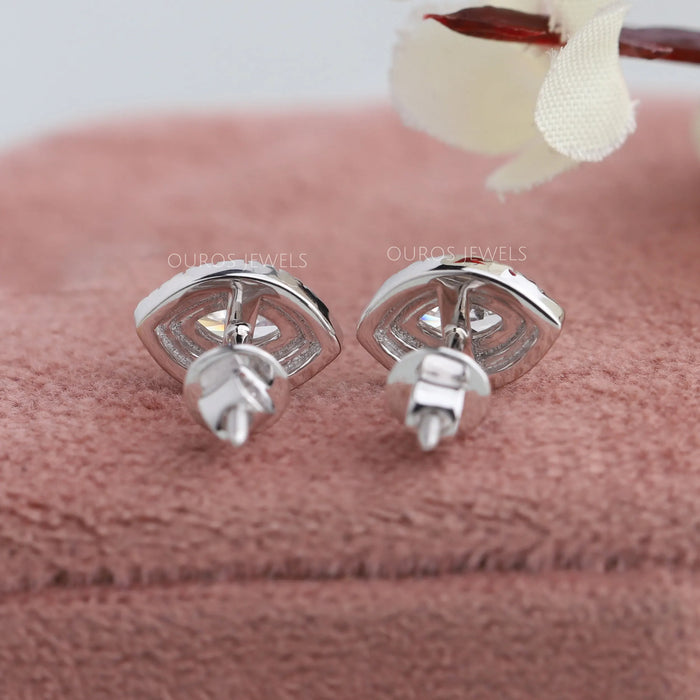 Solid white gold lab made diamond earrings with screw back setting